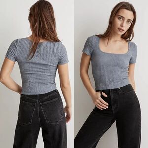 Madewell Shirt Size Large Popcorn Top Teapot Blue‎ Short Sleeve